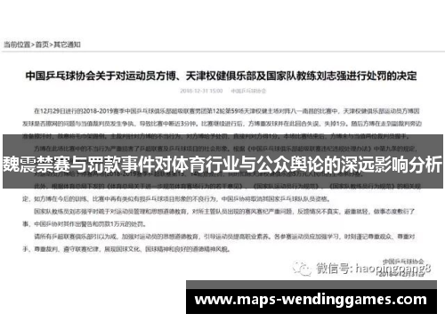 魏震禁赛与罚款事件对体育行业与公众舆论的深远影响分析